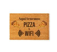 NANNUK Baby creations Felpudo Entrada Casa con Mensajes De Bienvenida Graciosos - Alfombra Entrada Casa, Felpudos Originales Y Divertidos, Alfombras Entrada Casa para Un Hogar Acogedor (Pizza WiFi)