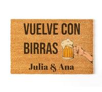 NANNUK - Felpudo Personalizado Fibra de Coco Vuelve con Birras | Medida 70 x 40 cm | Base Antideslizante | Felpudo Original Entrada de Casa (Birras)