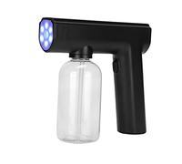 Nano Atomizador, 300ML Recargable de Mano Desinfectante Inalámbrico Fogger Niebla Eléctrica Pistola de Vapor Pulverizador Electrostático Portátil con Luz Azul para la Oficina en el Hogar(Negro)