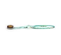 nano-b Cepillo de dientes manual antibacteriano de dureza media, cabezal pequeño con cerdas dobles impregnadas en nano-oro, color verde