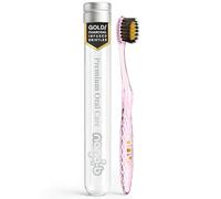 Nano-b Cepillo de dientes con oro y carbón activado rosa - mediano