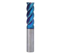 NanO Coated HRC65° Milling Cutter, Tungsten Steel CNC End Mill, Blue NACO Nano Coating Flat Head 4 Flutes, 16x45x16Dx100L for High Hard Parts Like Stainless Steel and Die Steel