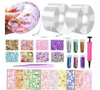 Nano Tape Bubbles Set, Juego de Nano Cintas, DIY Creativo Kit Manualidades para Niños, Cinta de Burbujas soplable, Nano Tape Burbujas con Pegatinas de Lentejuelas, Manualidades Regalo para Niños