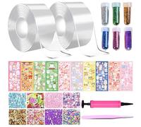 Nano Tape Bubbles Set, Kit de Burbujas Nano Tape para Niños, Cinta con Polvo Transparente, Brillante, Multiuso, Hecho a Mano, Descompresión para Soplar y Descomprimir (B1)
