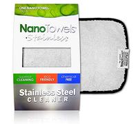 Nano Towels Toalla de Limpieza de Acero Inoxidable sin químicos, 7 x 16 Pulgadas, Color Gris Claro con Ribete Negro