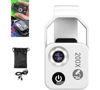 Nano Zoom 200x, Nano Zoom 200x Zoom de Aumento, Lente con Clip de Alta tecnología Convierte Cualquier teléfono Inteligente en un microscopio Profesional (Blanco)