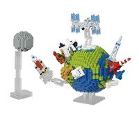 nanoblock - Espacio - Planeta Tierra y la Luna, kit de construcción avanzado de la serie Hobby