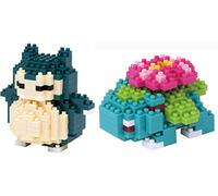 Nanoblocks - Paquete de 2 juegos - Snorlax (Kabigon) y Venusaur (Fushigibana) - Personajes de Pokémon ajustables (importación de Japón)