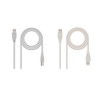 NANOCABLE 10.01.0102 - Cable USB 2.0 para Impresora, Tipo A/M-B/M, Macho-Macho, Beige, 1mts + 10.01.0302 - Cable USB 2.0, Tipo A/M-A/M, Macho-Macho Beige, 1mts