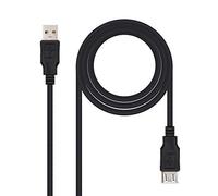 NanoCable 10.01.0202-BK - Cable de extensión USB 2.0, macho, negro, 1mts