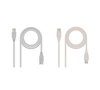 NANOCABLE 10.01.0204 - Cable prolongador USB 2.0, tipo A/M-A/H, macho-hembra, beige, 3mts + 10.01.0302 - Cable USB 2.0, Tipo A/M-A/M, Macho-Macho Beige, 1mts