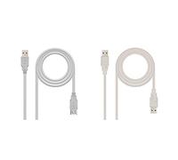 NANOCABLE 10.01.0204 - Cable prolongador USB 2.0, tipo A/M-A/H, macho-hembra, beige, 3mts + 10.01.0303 - Cable USB 2.0, tipo A/M-A/M, macho-macho Beige, 2mts