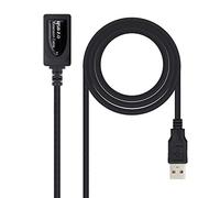 NanoCable 10.01.0211 - Cable USB 2.0 prolongador con Amplificador, Tipo A/M-A/H, Macho-Hembra, Negro, 5mts