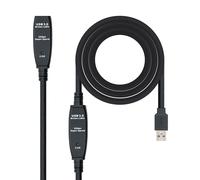 Nanocable Cable alargador amplificador USB 3.0 10.01.0312, USB A macho a A hembra 10 m Negro