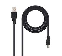 NanoCable 10.01.0400 - Cable USB 2.0 a mini USB, uso principal para móviles y cámaras digitales, tipo A/M-Mini B/M, macho-macho, negro, 0.5mts [España]