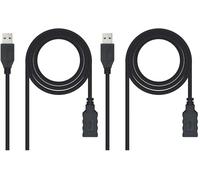 Nanocable 10.01.0901-BK - Cable USB 3.0 prolongador, Tipo A/M-A/H, Macho-Hembra, Negro, 1mts (Paquete de 2)