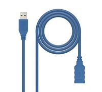 NanoCable 10.01.0902-BL - Cable USB 3.0 prolongador, tipo A/M-A/H, macho-hembra, azul, 2mts