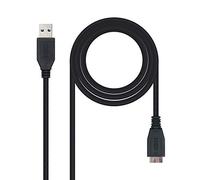 Cable usb 3.0 tipo a a micro usb tipo b nanocable 2m - macho - macho - negro