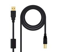 NANOCABLE 10.01.1202 - Cable USB 2.0 para Impresora con ferrita, Tipo A/M-B/M, Macho-Macho, Negro, 2mts