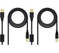 Nanocable 10.01.1203 - Cable USB 2.0 para impresora con ferrita, tipo A/M-B/M, macho-macho, negro, 3mts (Paquete de 2)