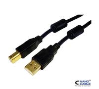 NANOCABLE 10.01.1205 - Cable USB 2.0 impresora con ferrita, tipo A/M-B/M, negro, 5.0m