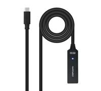 Cable Usb 3.2 Gen1 Prolongador Con Amplificador Usb-c/m-h 5 M Negro Nanocable
