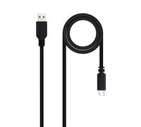 NANOCABLE 10.01.2101-L150 - Cable USB 2.0 3A, tipo USB-C/M-A/M, Color Negro, 1.5 m