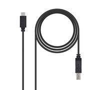 NanoCable 10.01.2202 - Cable para Impresora 3A USB 2.0 a USB-C, ideal para conectar dispositivos con USB-C a impresoras, hasta 3 Amperios de carga, tipo C/M-B/M, macho-macho, negro, 2 mts