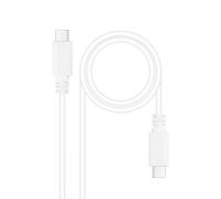 NANOCABLE 10.01.2301-L150-W - Cable 3A USB-C a USB-C, Uso Principal para Móviles, Tablets, Portátiles, etc. USB 2.0, hasta 3 Amperios de Carga, Macho-Macho, Color Blanco, 1,5 metros