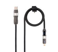 Cable USB Nanocable 10.01.2501 USB-A/USB-C a USB-C/Lightning 1m Negro