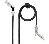 Cable USB Nanocable 2 m USB A/USB C a USB C/Lightning 27W Negro Gris