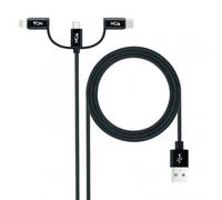 Nanocable 10.01.3200 - Cable USB 3 en 1 Carga/Datos USB-A a USB-C/Micro USB/Lightning 1 m, Negro
