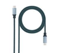 NANOCABLE 10.01.4100-COMB - Cable USB 3.2 Gen2x2 20Gbps 5A/100W 4K/60Hz USB-C/M-USB-C/M, Gris/Negro, 0.5 m