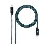 NANOCABLE 10.01.4300-COMB - Cable USB 3.2 Gen2x2 20Gbps 5A/100W 4K/60Hz USB-C/M-USB-C/M, Gris/Negro, 0.5 m