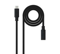 Nanocable Cable USB 10.01.4500 – USB 3.2 Gen2x2 100W 4K/60Hz USB-C macho/USB-C hembra Negro 0,5 m