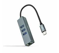 Nanocable Adaptador USB-C 10.03.0408 – Ethernet Gigabit + 3x USB 3.0 – Gris 15 cm