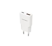 NANOCABLE 10.10.2028 - Cargador USB-C/PD 30W + USB-A/QC 30W, Blanco