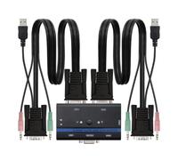 Nanocable Conmutador KVM 10.12.0001 – 2 PCs, VGA+USB, con cable, Negro