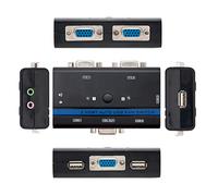 Nanocable Conmutador KVM 10.12.0001 – 2 PCs, VGA+USB, con cable, Negro