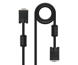NANOCABLE 10.15.0102 - Cable SVGA con ferrita para monitor, proyector y PC, HDB15/M-HDB15/M, 1.8 m, Negro