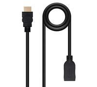 NanoCable 10.15.1002 - Cable HDMI V1.3B prolongador alta velocidad, A/M-A/H, macho-hembra, negro, 2mts