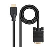 NANOCABLE 10.15.4602 - Cable conversor VGA/M a HDMI/M, Negro, 1.8m