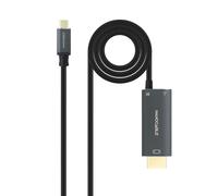 Cable conversor nanocable 10.15.5182/ usb tipo-c macho - hdmi 8k macho/ usb tipo-c hembra/ hasta 100w/ 1.8m/ negro