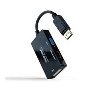 NANOCABLE 10.16.3301-ALL - Conversor DISPLAYPORT a HDMI/DVI/VGA, 20 cm, Color Negro
