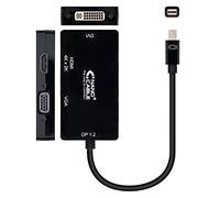 NanoCable 10.16.3302-BK - Conversor Mini DISPLAYPORT a VGA/DVI/HDMI, 3 en 1, DP 1.2/M-VGA/H-DVI/H-HDMI/H 4K, Negro, 15 cm