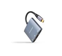 Nanocable – Conversor USB-C a HDMI/USB 3.0/USB-C PD – 15 cm – Gris
