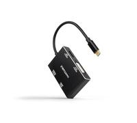 NANOCABLE 10.16.4307 - Conversor USB-C Macho a HDMI + DVI + DisplayPort + VGA, Color Negro, 10 cm