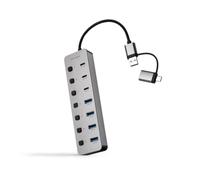 NANOCABLE 10.16.4510 - HUB USB-C+USB-A/M a 4xUSB-A + 3xUSB-C 3.0 + USB-C 5V