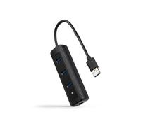 NANOCABLE 10.16.4604 - Hub USB-A 3.0 a 3xUSB-A 3.0 + RJ45, USB-A/M- USB-A/M-RJ45/H, Negro, 15 cm