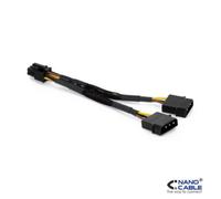 NANOCABLE 10.19.1201 - Cable de alimentación para Tarjeta gráfica 2xMOLEX 4pin/M a PCI-E(MOLEX 6+2pin)/M, 20cm